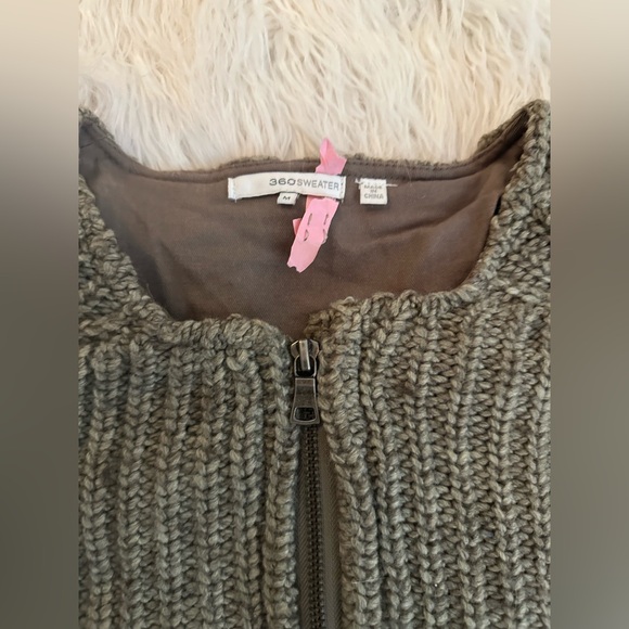 360 Sweater for Free People Zipper Cardigan Jacket Heather Brown Tweed med EUC - Picture 8 of 14
